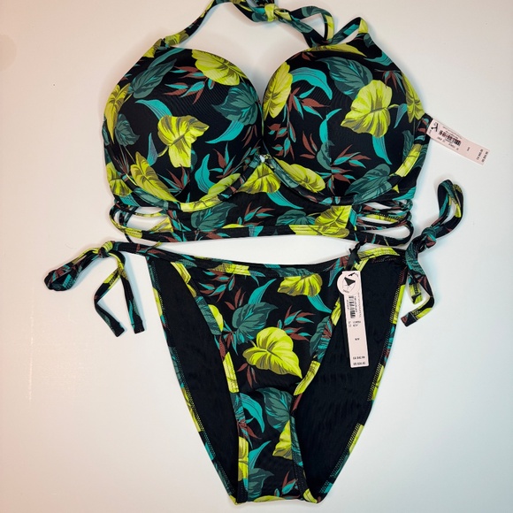Victoria’s Secret Bikini Set Tropical Push Up Size Medium, 34D New With Tags - Picture 8 of 11